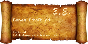 Benes Edvárd névjegykártya